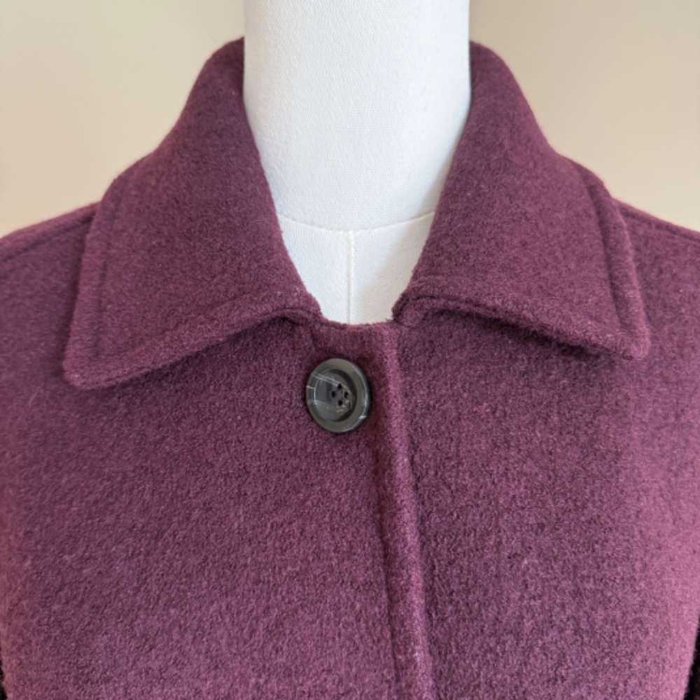 Lands End Women's Boiled Wool Blend Coat in Aged Wine Size 14 - Picture 2 of 13